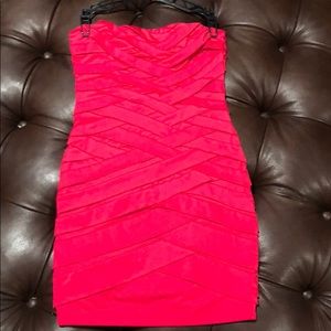 Strapless going out dress.